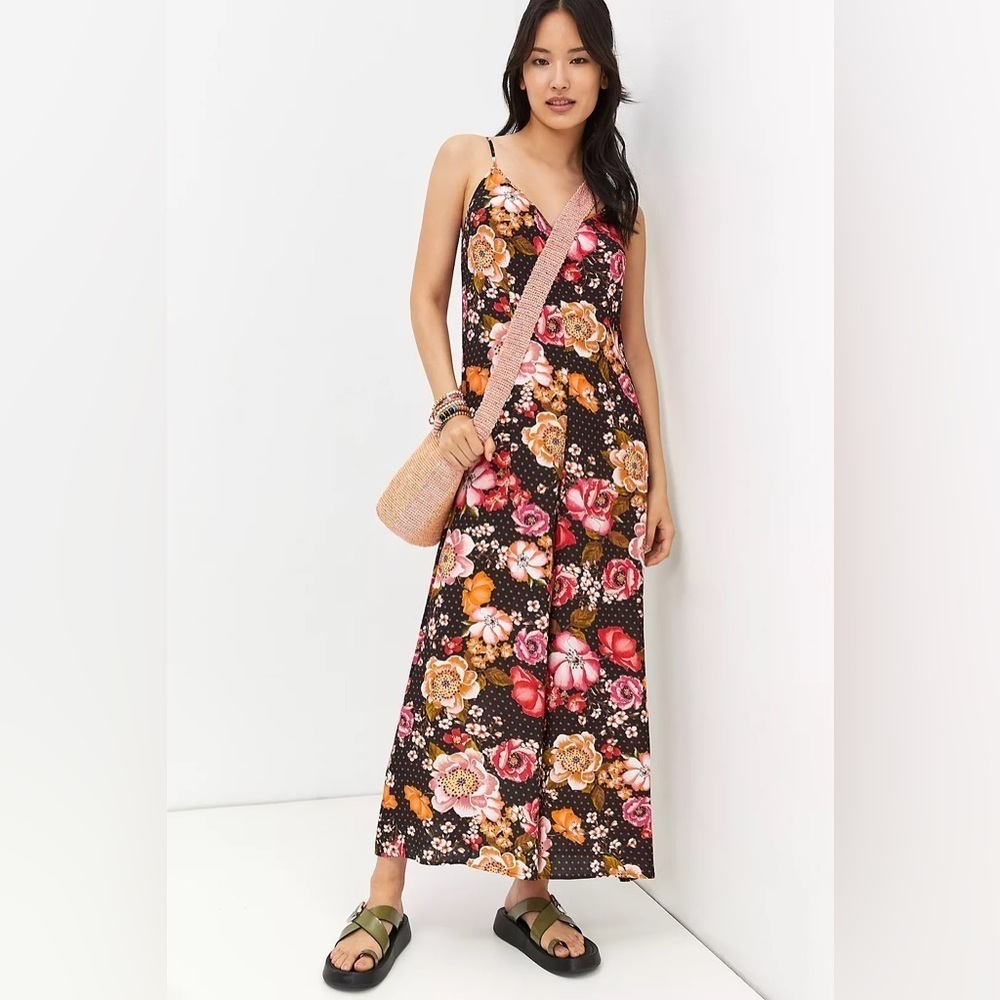 Kachel x Anthropologie Floral Wide-Leg Jumpsuit Size 2 Zip Up Back